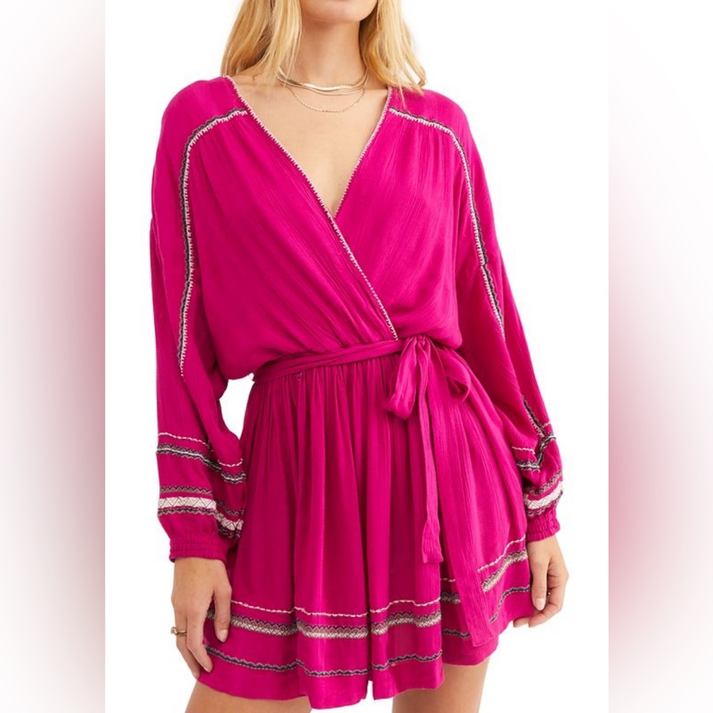 Free People Delilah Wrap Embroidered mini dress